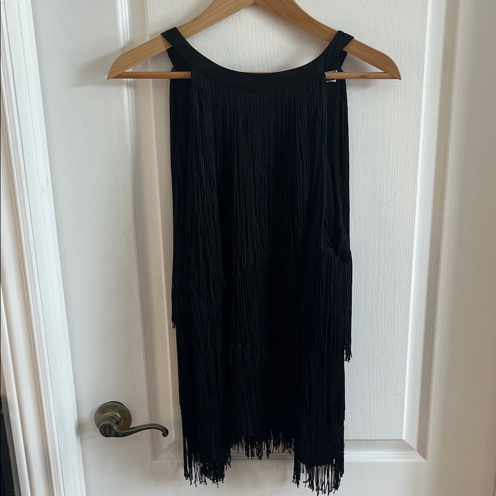 Black Fringe Sleeveless Women's Top